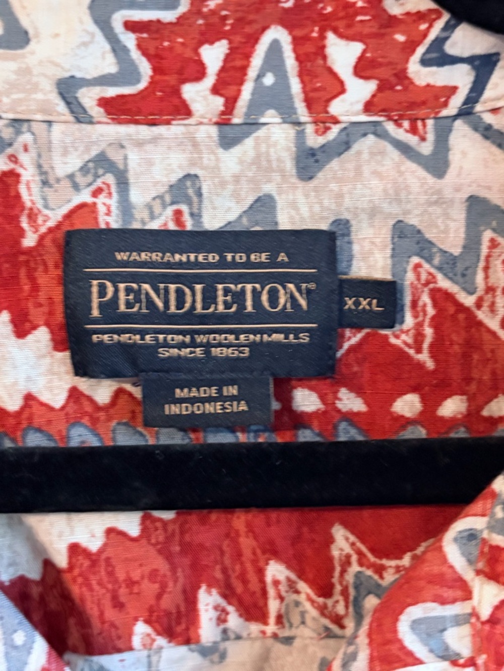 Pendleton Red and White Geometric Short-Sleeve Button-Up Shirt - Picture 3 of 5
